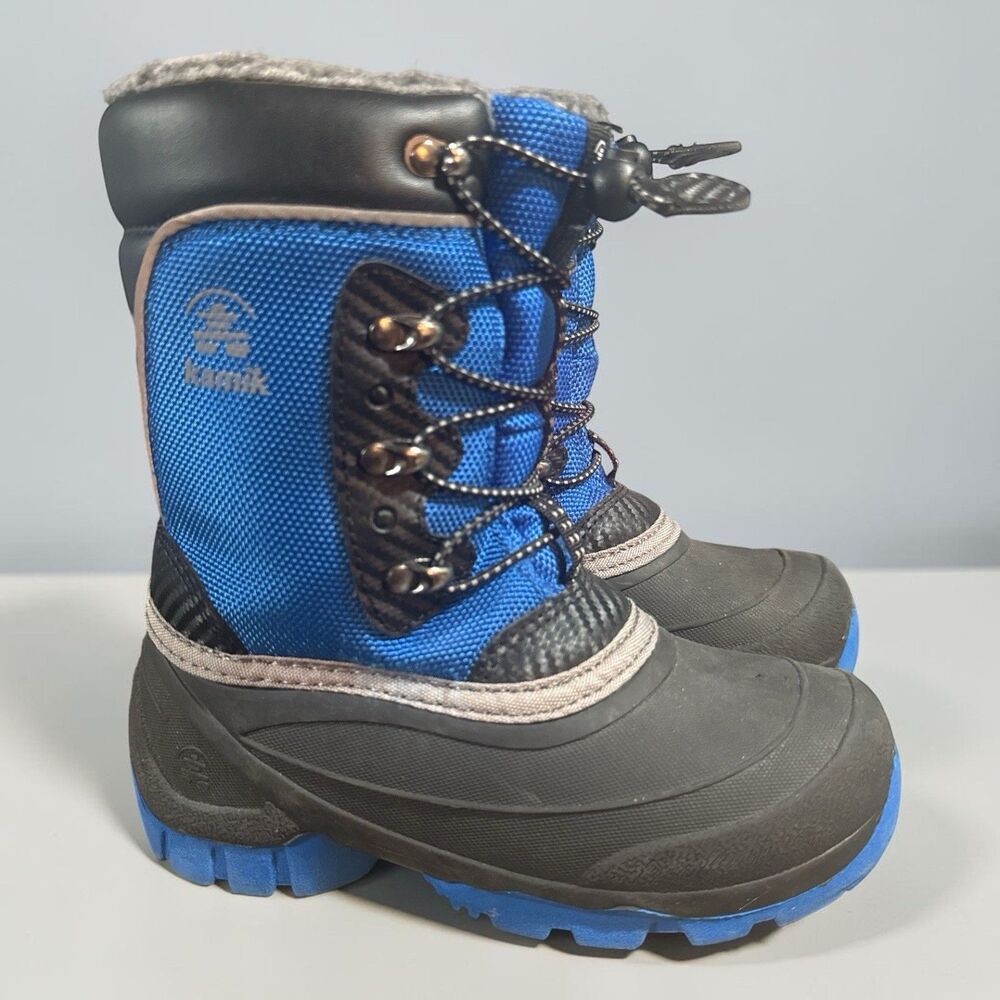 Kamik Snow Boots Size 13 Luke 3 Kids Blue Black Waterproof Insulated Winter
